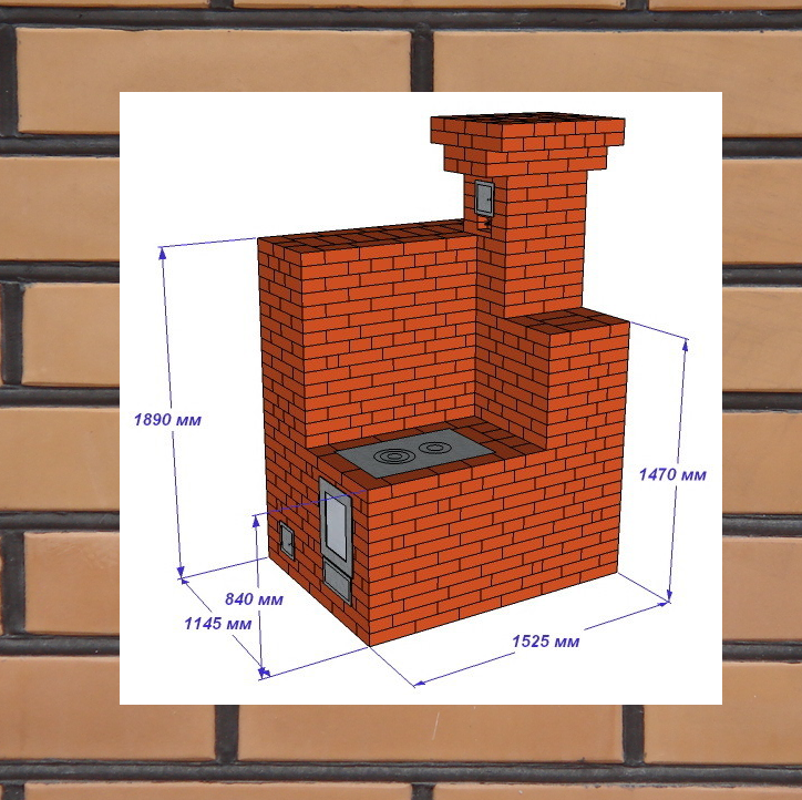 Схема печи из кирпича с плитой для дома