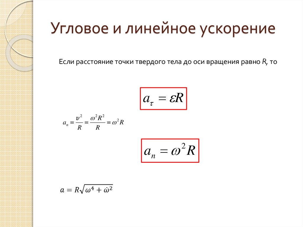 Равно линейное ускорение