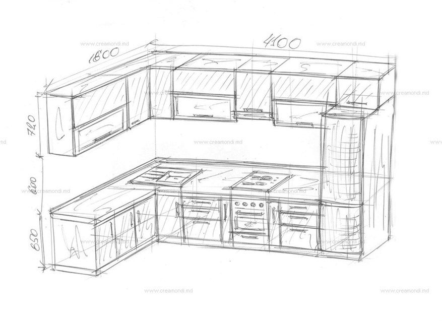 Проект кухонного гарнитура нарисовать