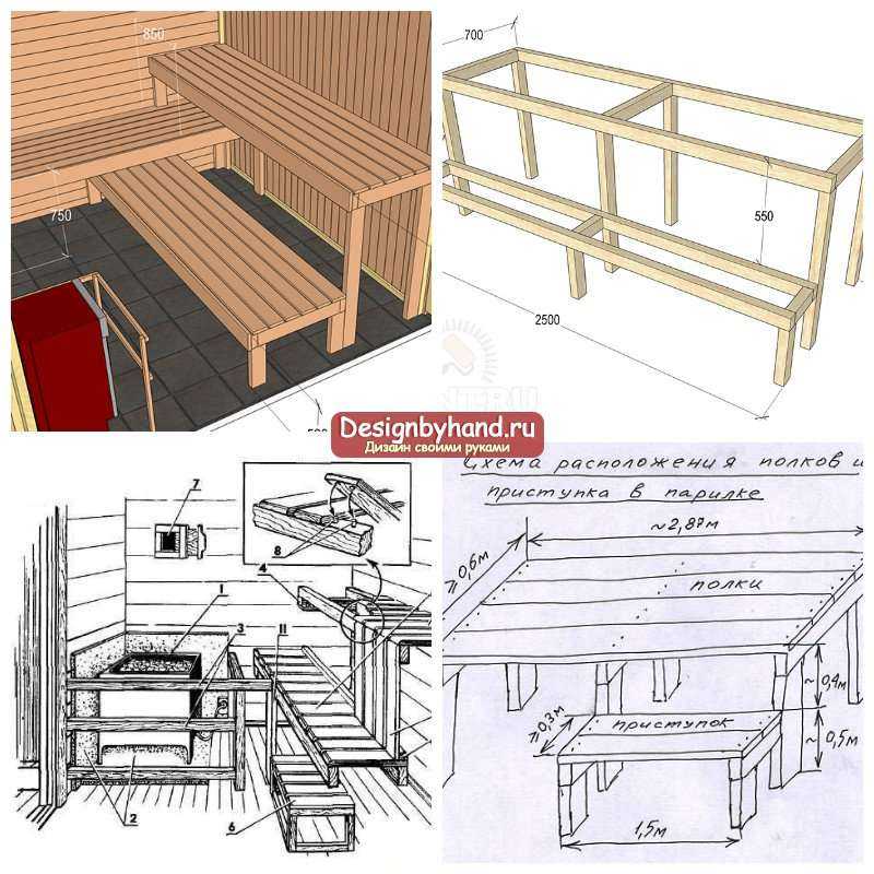 Полки в бане в парилке размеры чертеж