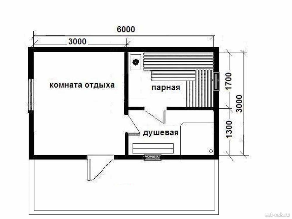 Размеры бани с комнатой отдыха