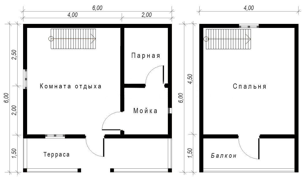 Проект каркасной бани 6х5