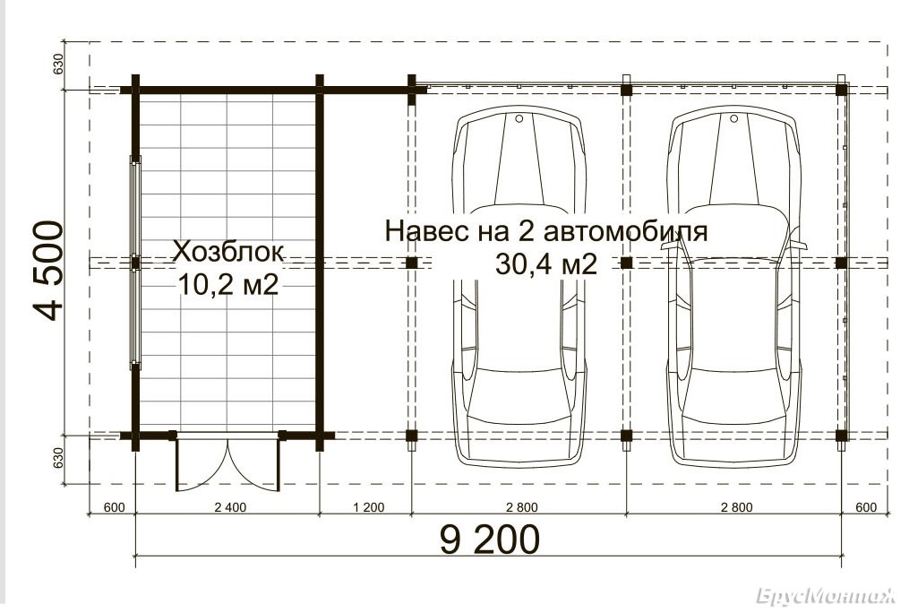 План навеса для автомобиля