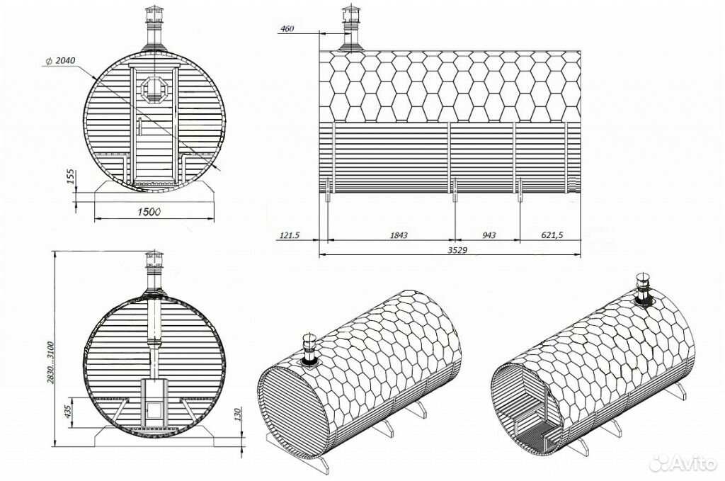 Баня бочка чертежи размеры количество материала