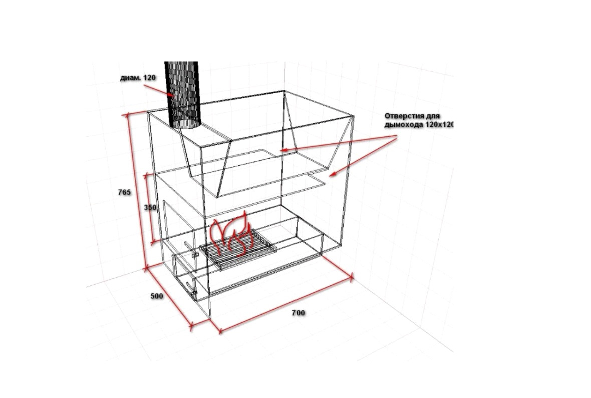 Печка для бани на дровах своими руками из металла чертежи и размеры