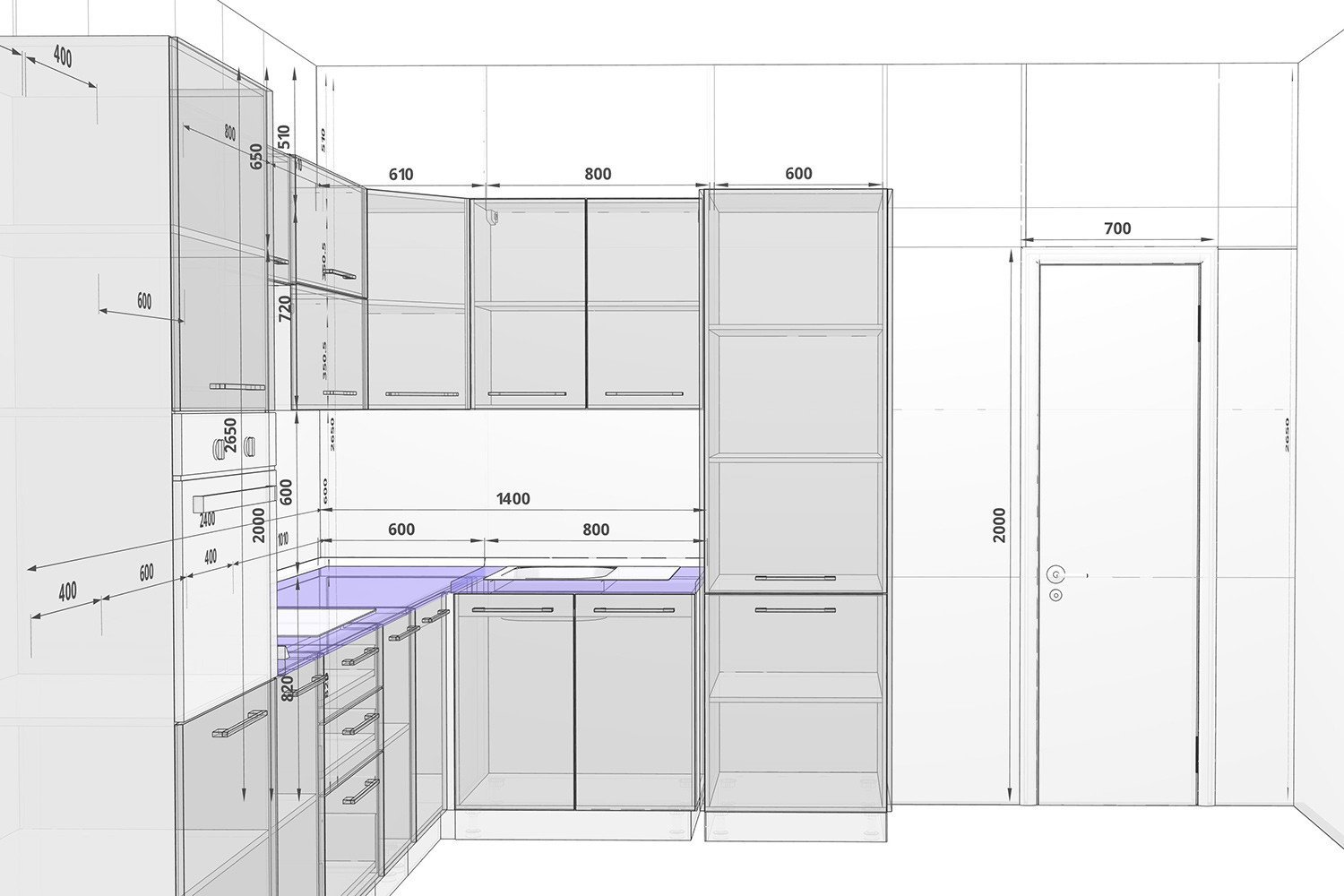 высота нижних шкафов на кухне