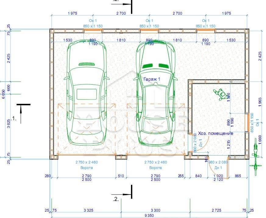 Схема гаража на 2 машины