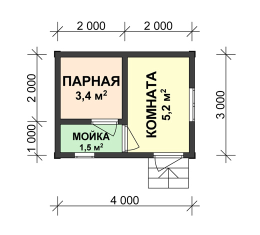 Проект бани 3 на 3 каркасная