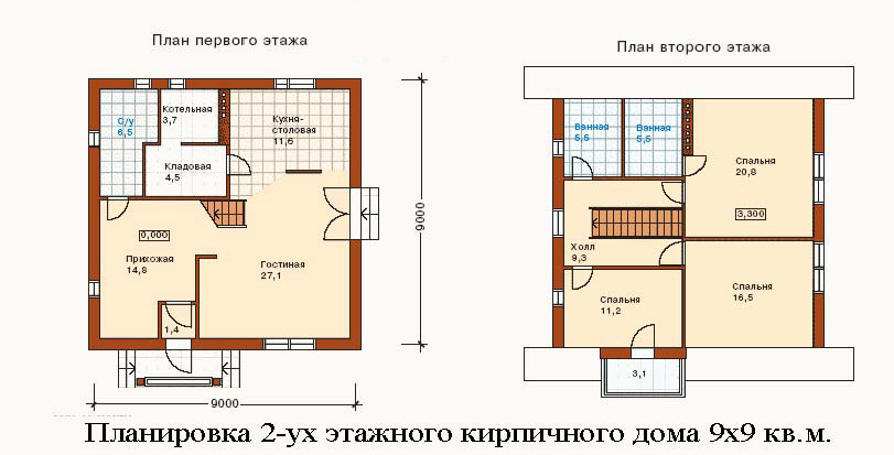 План второго этажа дома 8 на 8