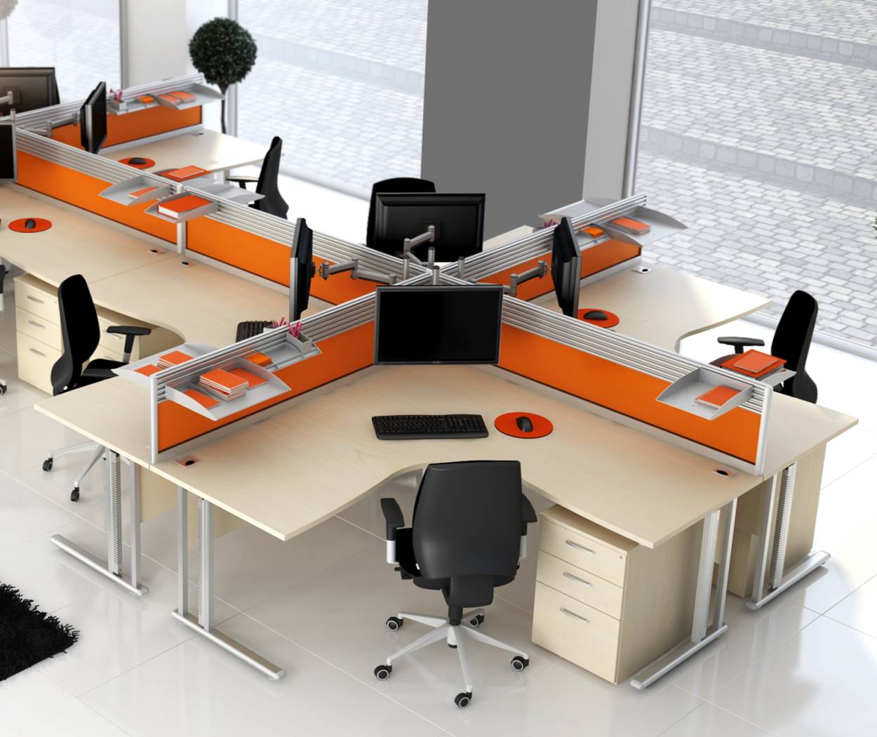 Между столами в офисе. Офисные столы опен Спейс. Мебель для опен Спейс помещений. Расстановка мебели в офисе. Офисные столы для отдела продаж.
