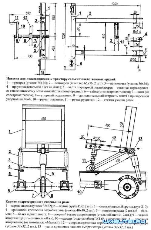 Навеска для мотоблока своими руками чертежи и размеры